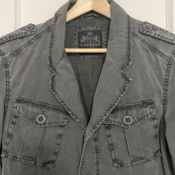 Express Men's Gray Military Detail Blazer | Size: Small / 36S | Color: Gray - Picture 3 of 10